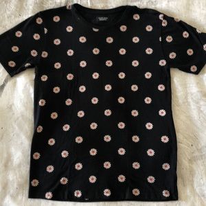 ZARA black floral printed tee shirt M